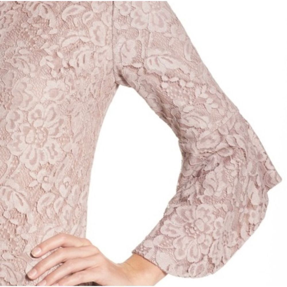Chetta B Dusty Mauve Lace Bell Sleeve Size 4 - Picture 7 of 8